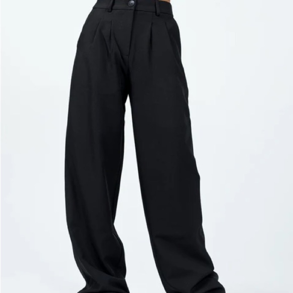 Princess Polly Black Wide Leg Pleated Trousers